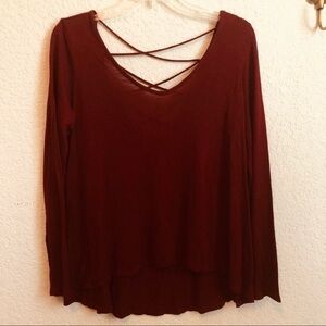 Burgundy long sleeve top